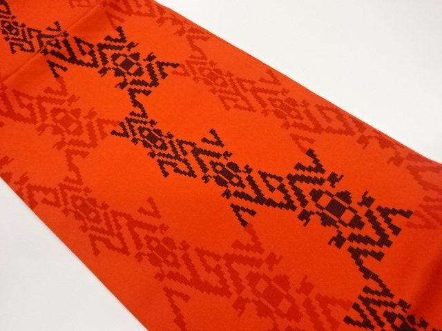 幾何学模様織出し名古屋帯